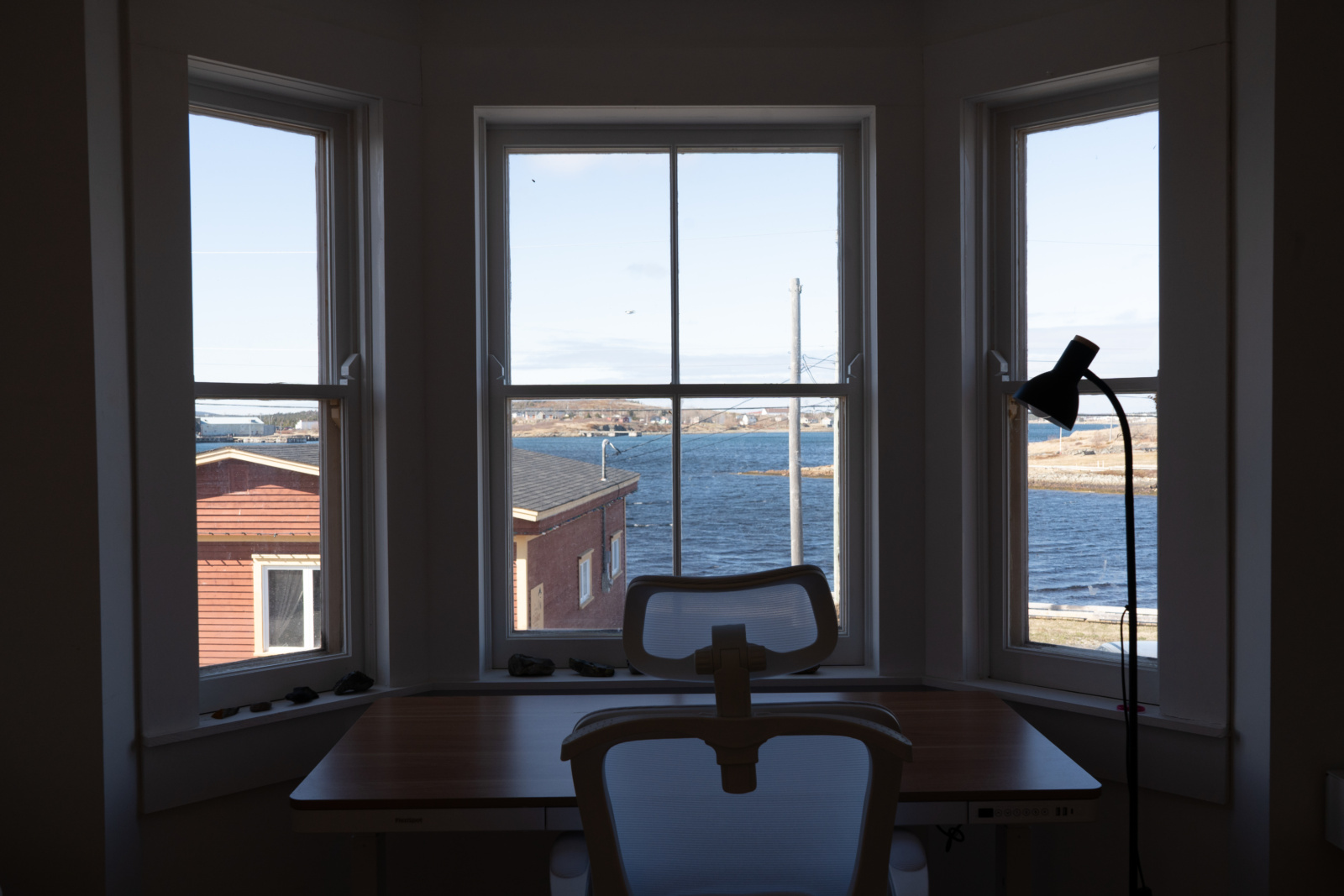 The view out of the bay window near the Mac.