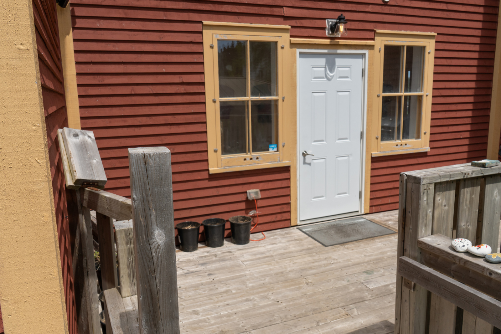 The rear entrance to the gallery space, viewed from the wheelchair ramp.